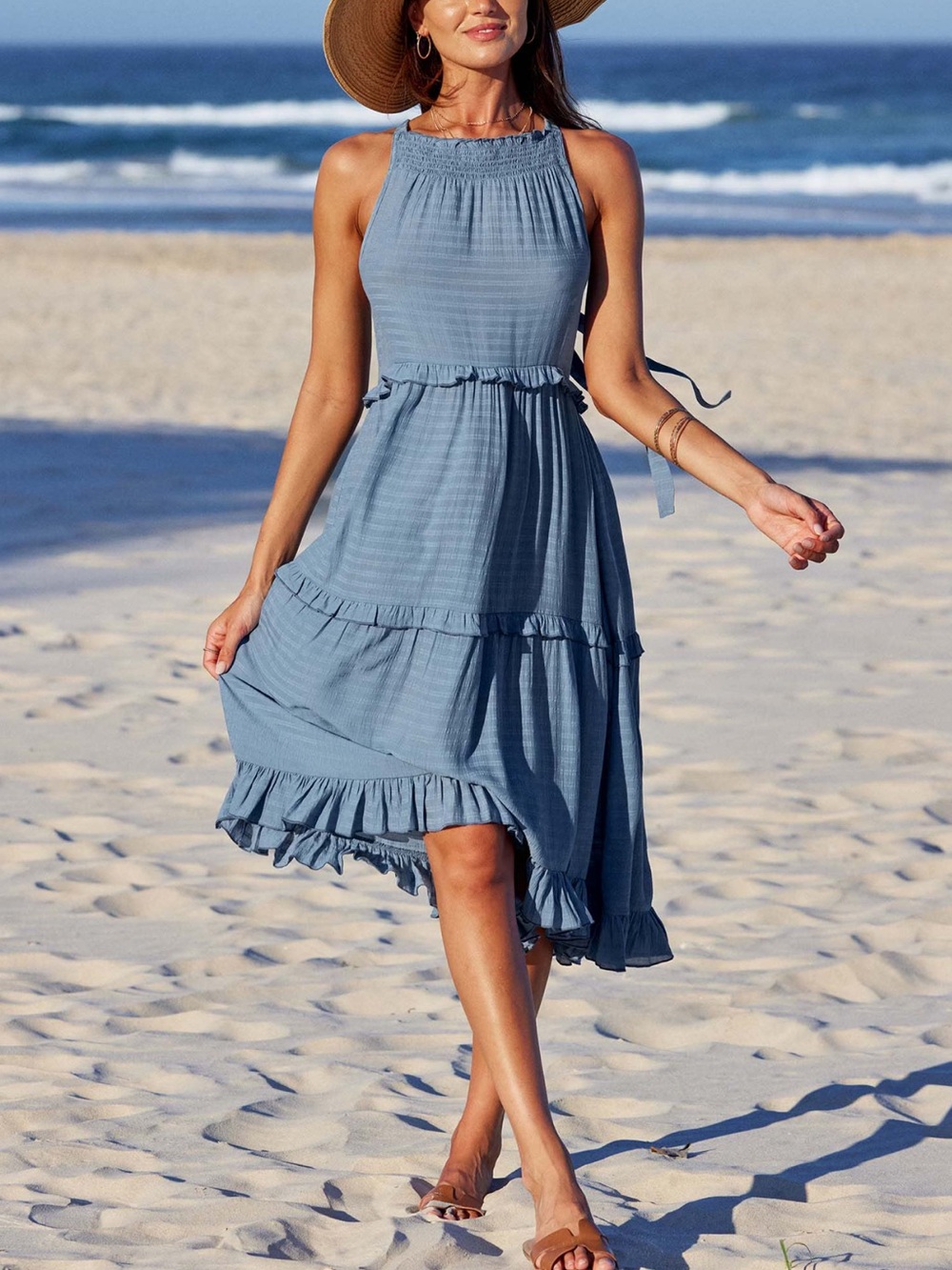 CUPSHE Blue Tiered Smocked Maxi Dress NWT Size Medium